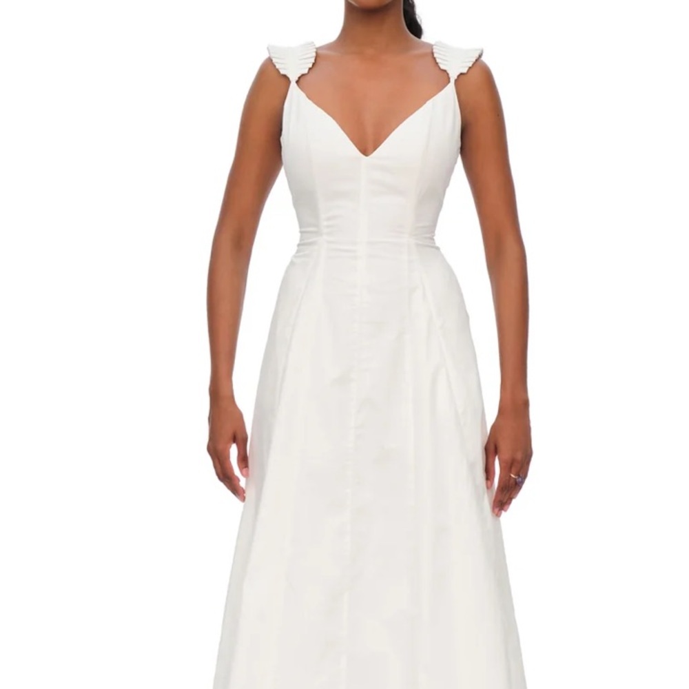 NWT Andrea Iyamah Vola White Maxi Dress - Picture 6 of 13
